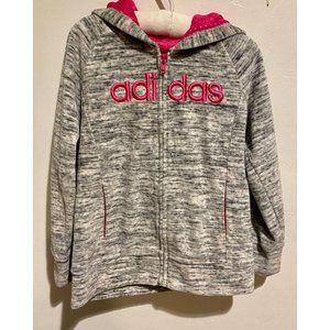 4T Girls Adidas Grey/Pink Hooded zipper Sweatshirt